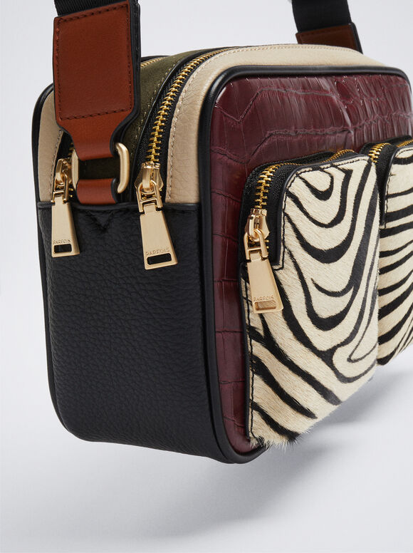 Bolsa transversal de couro - Multicolorida