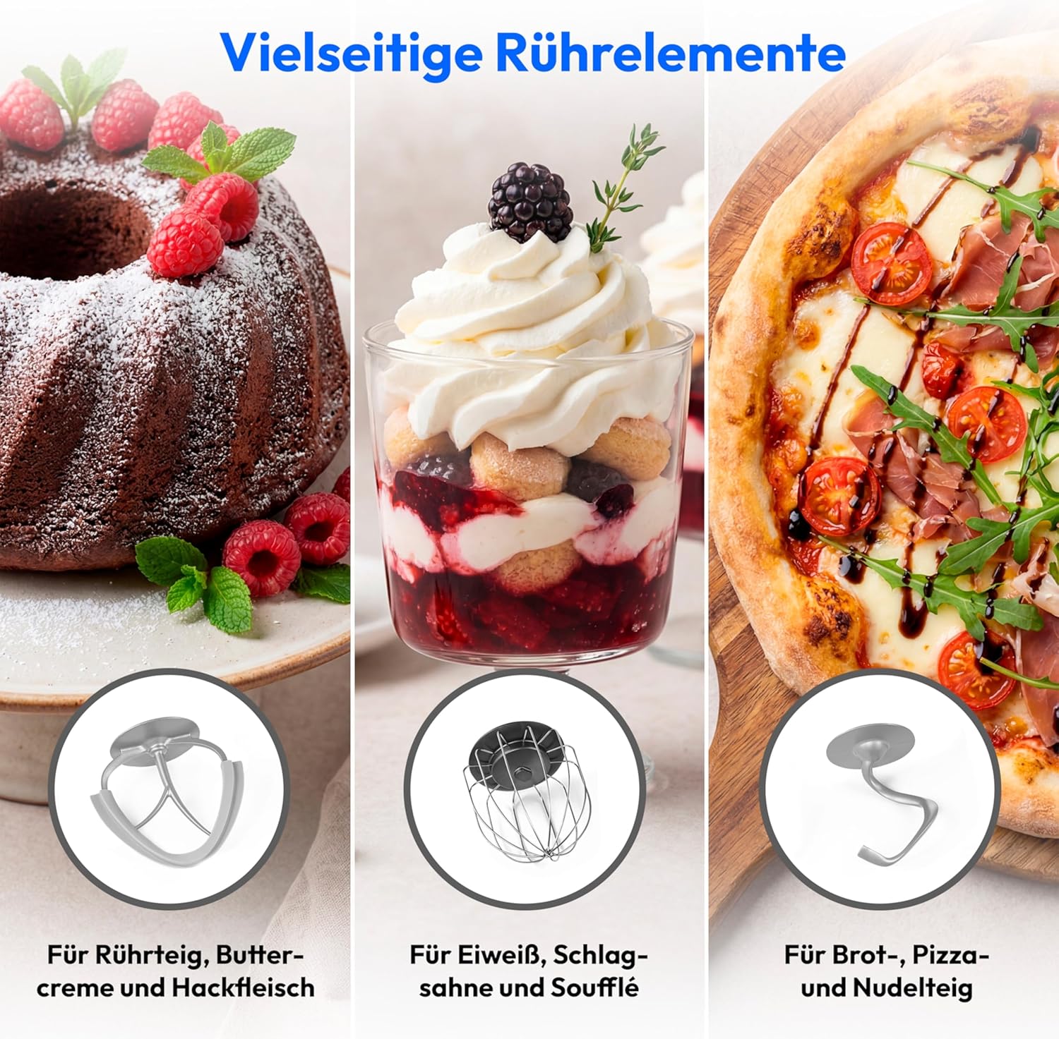MEDION Küchenmaschine (Fleischwolf, 4,6 L Edelstahlschüssel, leiser Gleichstrommotor, 800 Watt, Reiben Raspeln Schneiden, Digitales Sensor Touch Display, Knetmaschine, Teigmaschine, MD12600) schwarz