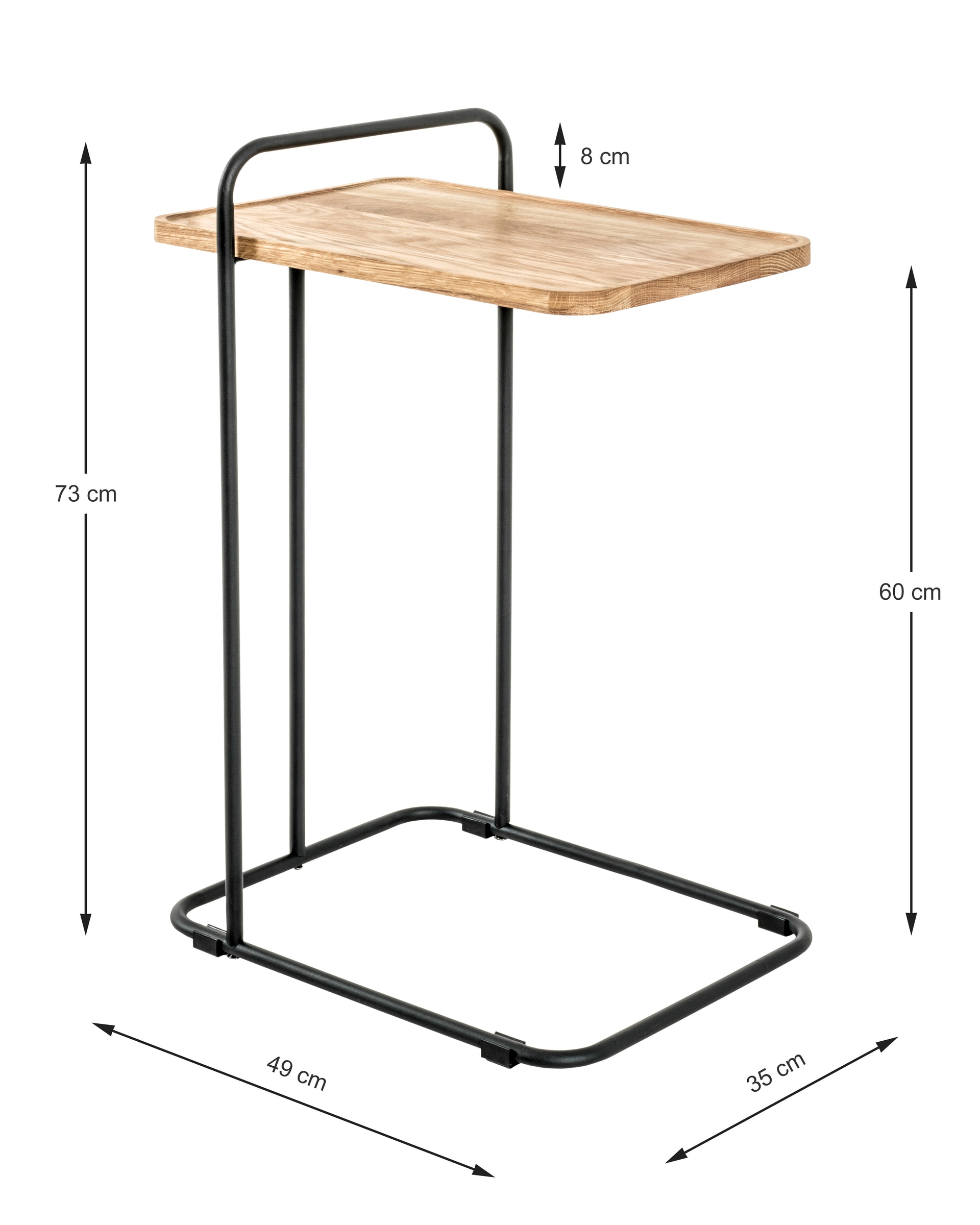 Beistelltisch 35 x 49 cm Eiche massiv/schwarz
