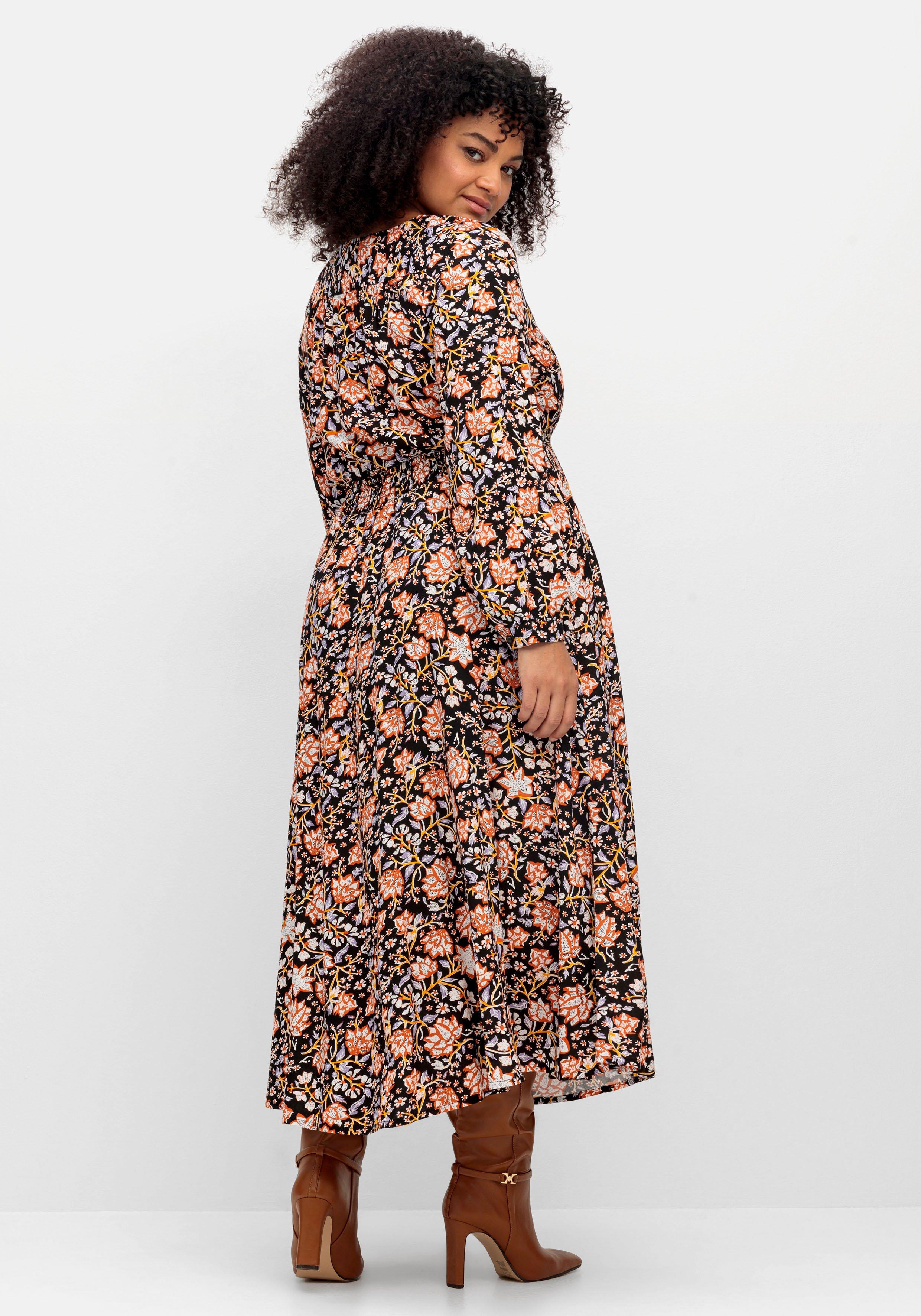 Maxikleid mit Blumenprint und gesmokter Taille