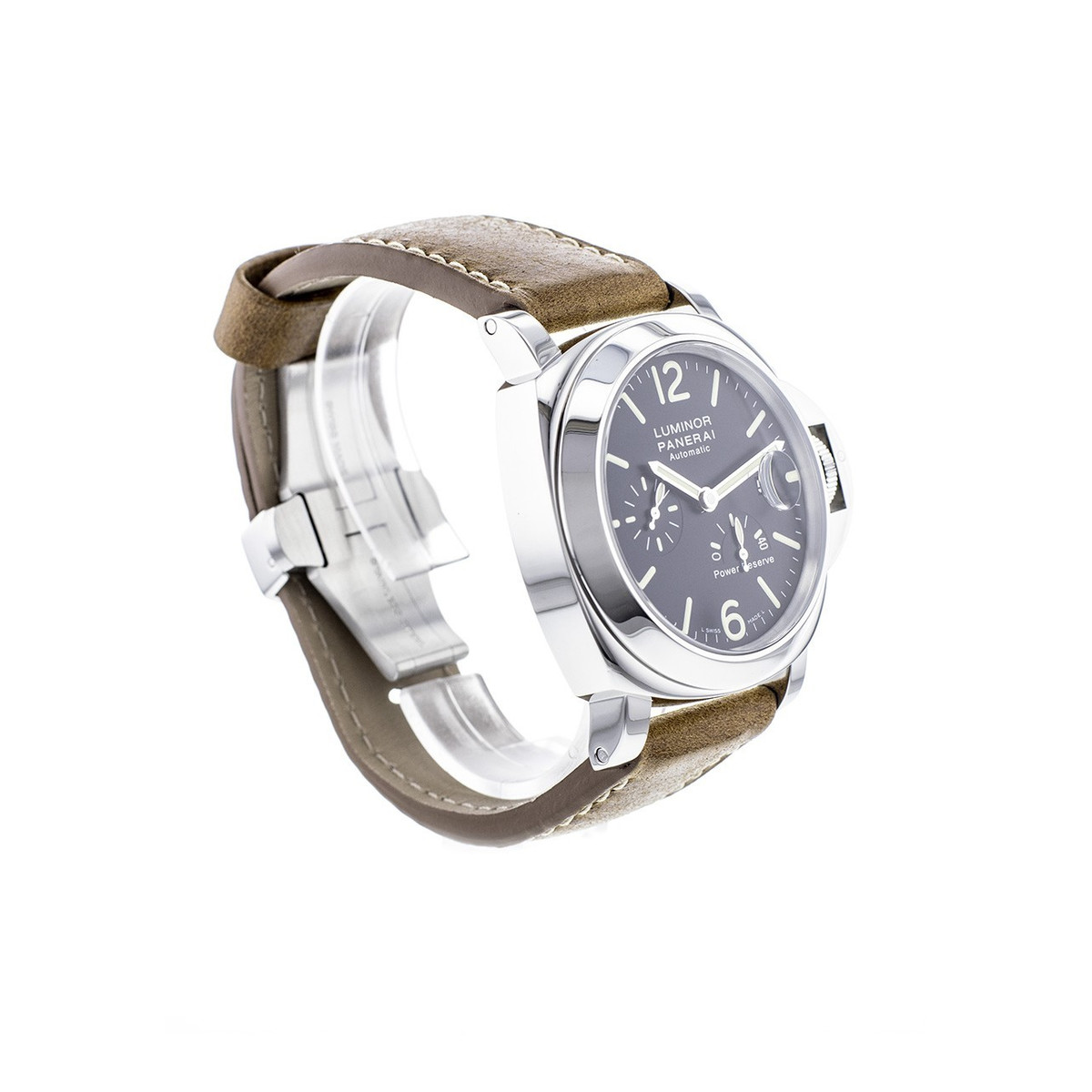 Montre d'occasion Panerai Luminor homme automatique acier bracelet cuir