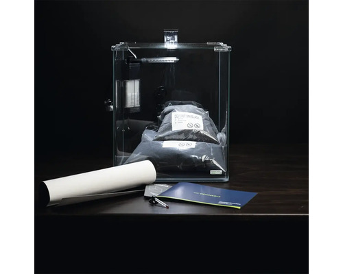 DENNERLE Nano Cube Compleet aquarium, 30 L, LED-verlichting Chihiros C 251 inclusief binnenfilter, afdekglas, veiligheidsmat, Scaper's Back achterwandfolie, beginnersbrochure, bodemgrond, grind en thermometer