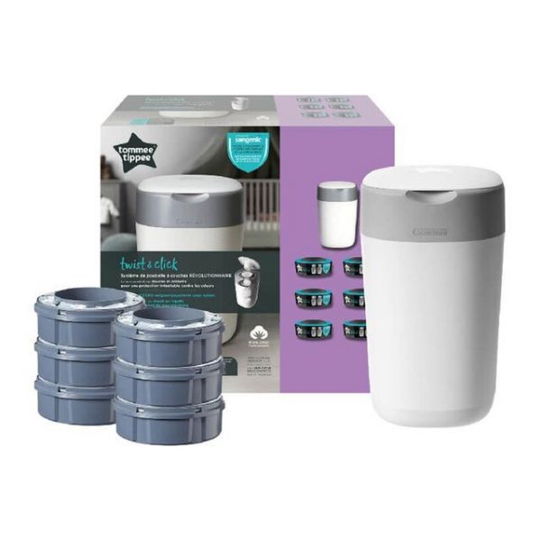 Tommee Tippee Contentor Sangenic Twist & Click   6 Recargas Branco