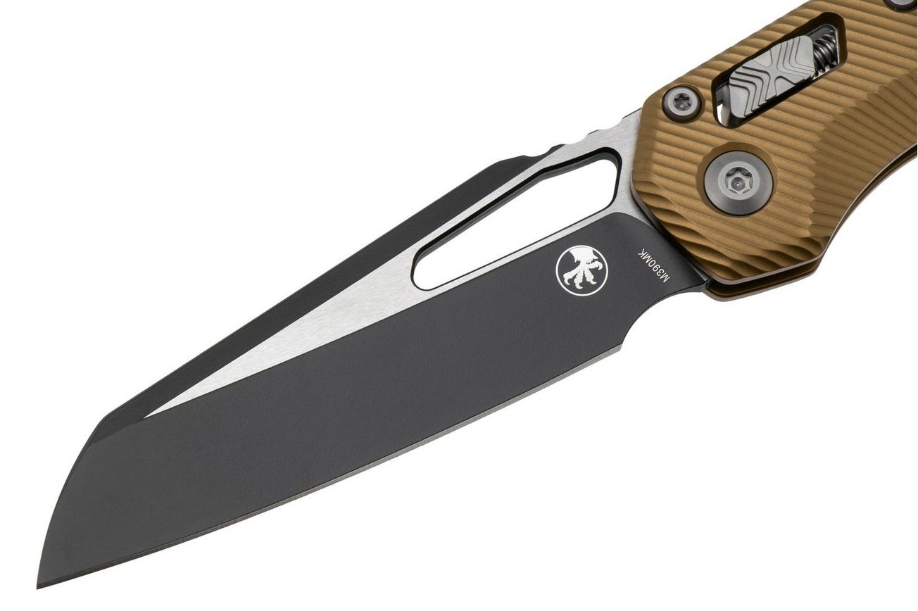 Microtech MSI Standard Issue 210-1FLTA, Two Tone Black M390MK, Fluted Tan Aluminum zakmes