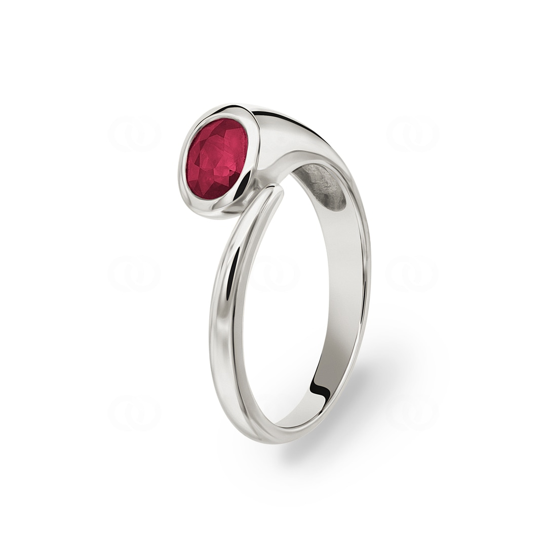 Damenring 750/18 K Weissgold mit Rubin