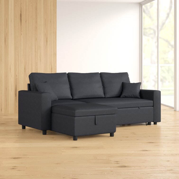 Vernita 87&prime;&prime; Wide Linen Reversible Sleeper Sofa & Chaise