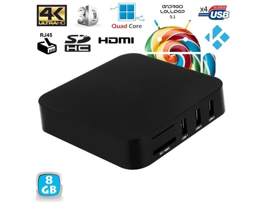 YONIS - Passerelle Multimédia Mini PC Android TV Box Kodi média player 4K Smart TV 3D WiFi...