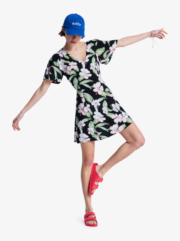 Fresh Breeze Mini Robe manches courtes Noir Femme