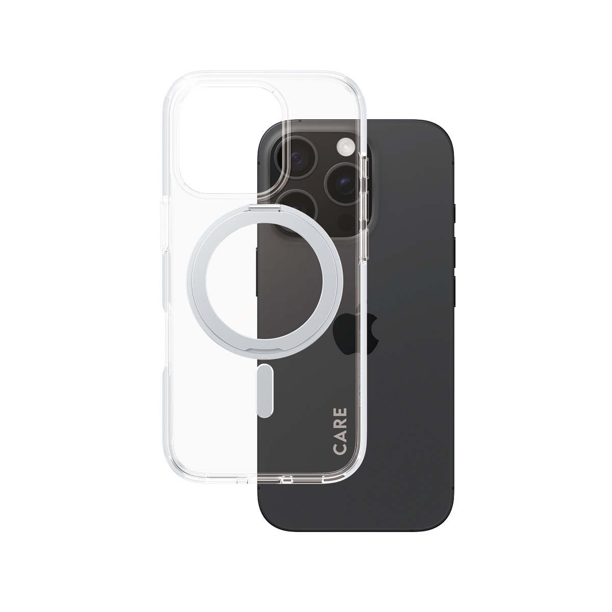 CARE by PanzerGlass Handyhülle »Feature Silver Kickstand  MagSafe Apple iPhone 16 Pro« Backcover, Schutzhülle, Handyschutzhülle, Case, Schutzcase, stossfest