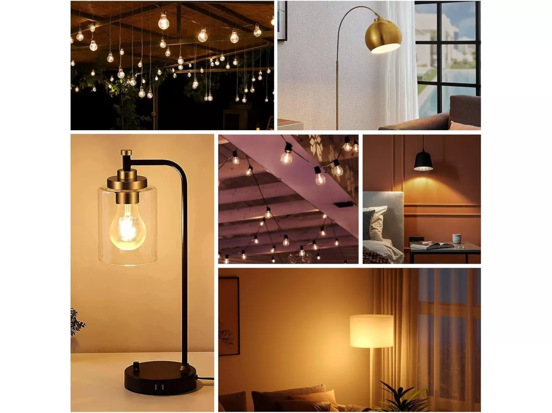 NETTLIFE Lot de 6 ampoules LED E27 blanc chaud A60 vintage 4W 2700K Edison à filament rétro lampe à économie d'énergie pour maison café bar