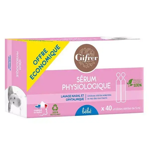 Gifrer Sérum Physiologique 40 unidoses x 5ml Lot de 6