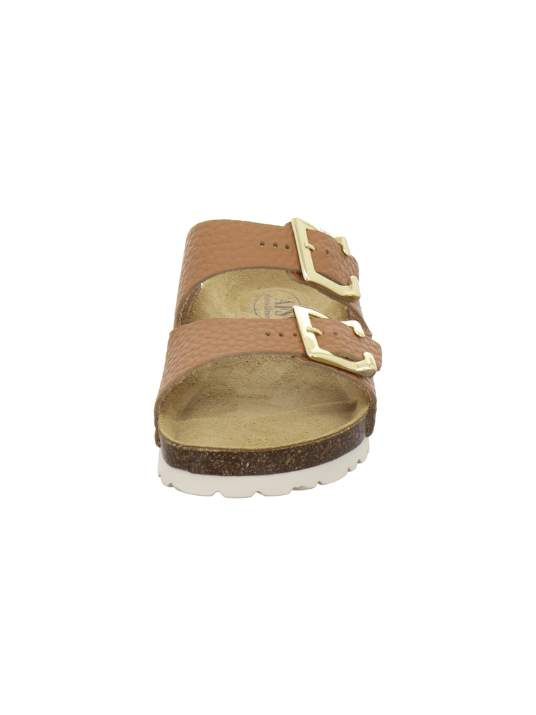 Pantoletten Damen Zweischnaller cognac
