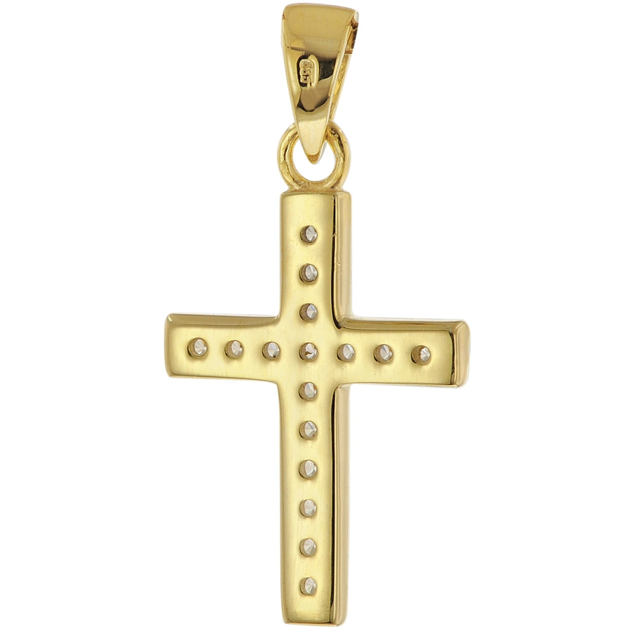 trendor Kreuz-Anhänger für Mädchen Gold 585 + vergoldete Silberkette gold