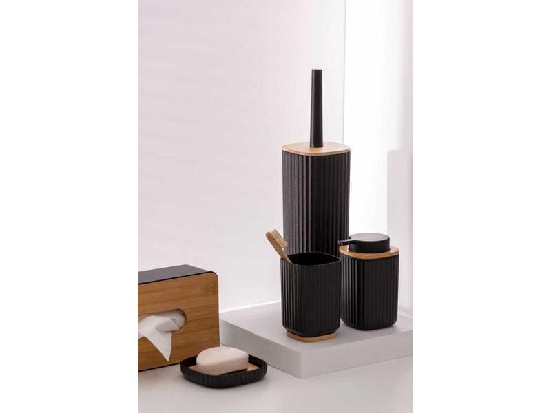Wenko Kosmetiktuchbox Rotello Nature/Schwarz, Bambus/Kunsts Dekorative Taschentuchbox