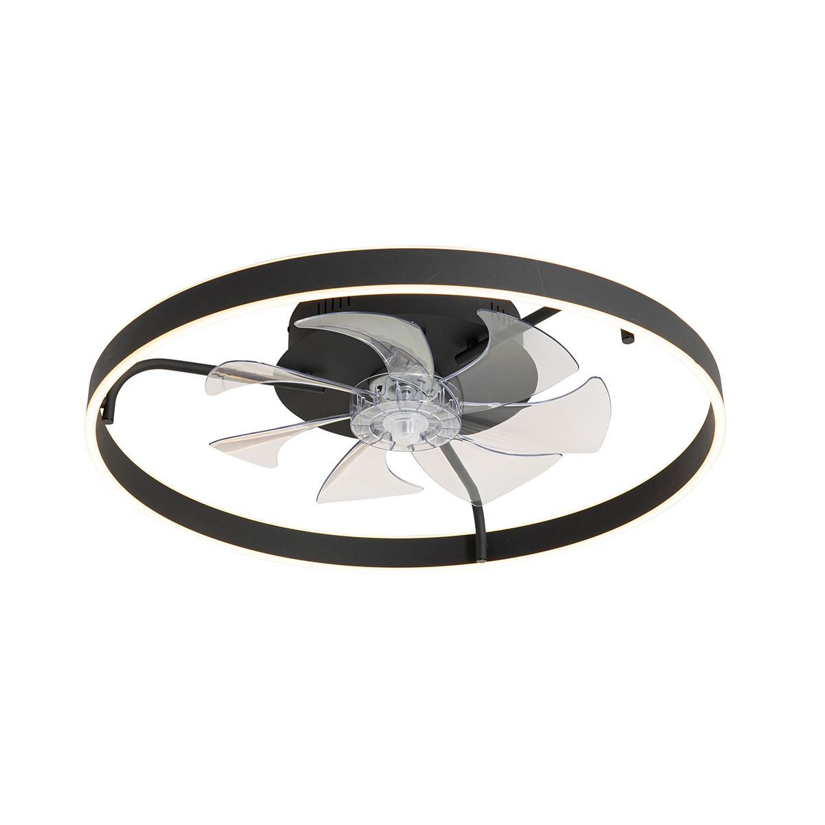 Plafondventilator zwart 70cm incl. LED dimbaar met afstandsbediening - Maddy