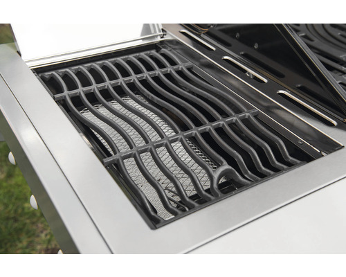 Nexgrill 5-pits gasgrill met infraroodbrander, achterbrander en zijbrander, zwart, inclusief grillgereedschaphouder, hittebestendige handgreep, krachtige hittezone, achterbrander, zijtafel, warmhoudrek, geëmailleerd gietijzeren grillrooster