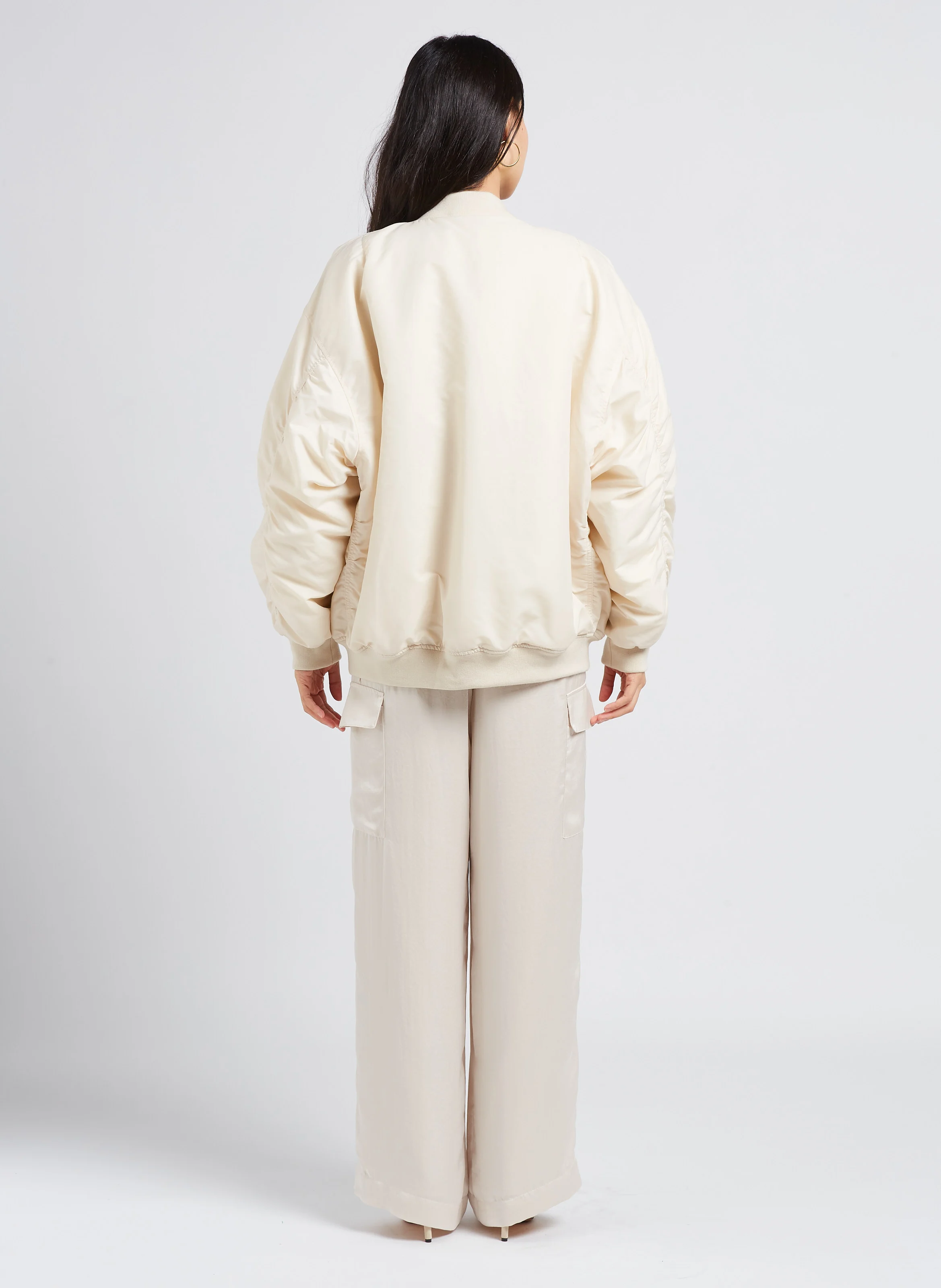CARY - Pantalon cargo taille haute satiné | Doré