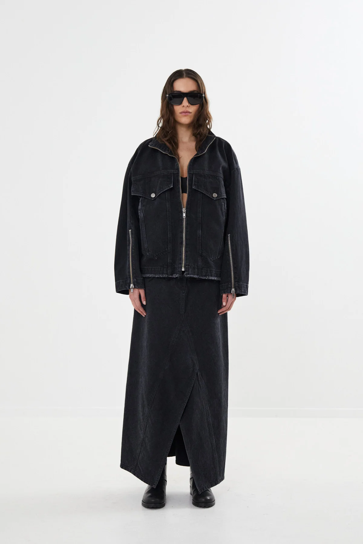 Rabens Saloner  Loretta Denimjakke - Washed black denim
