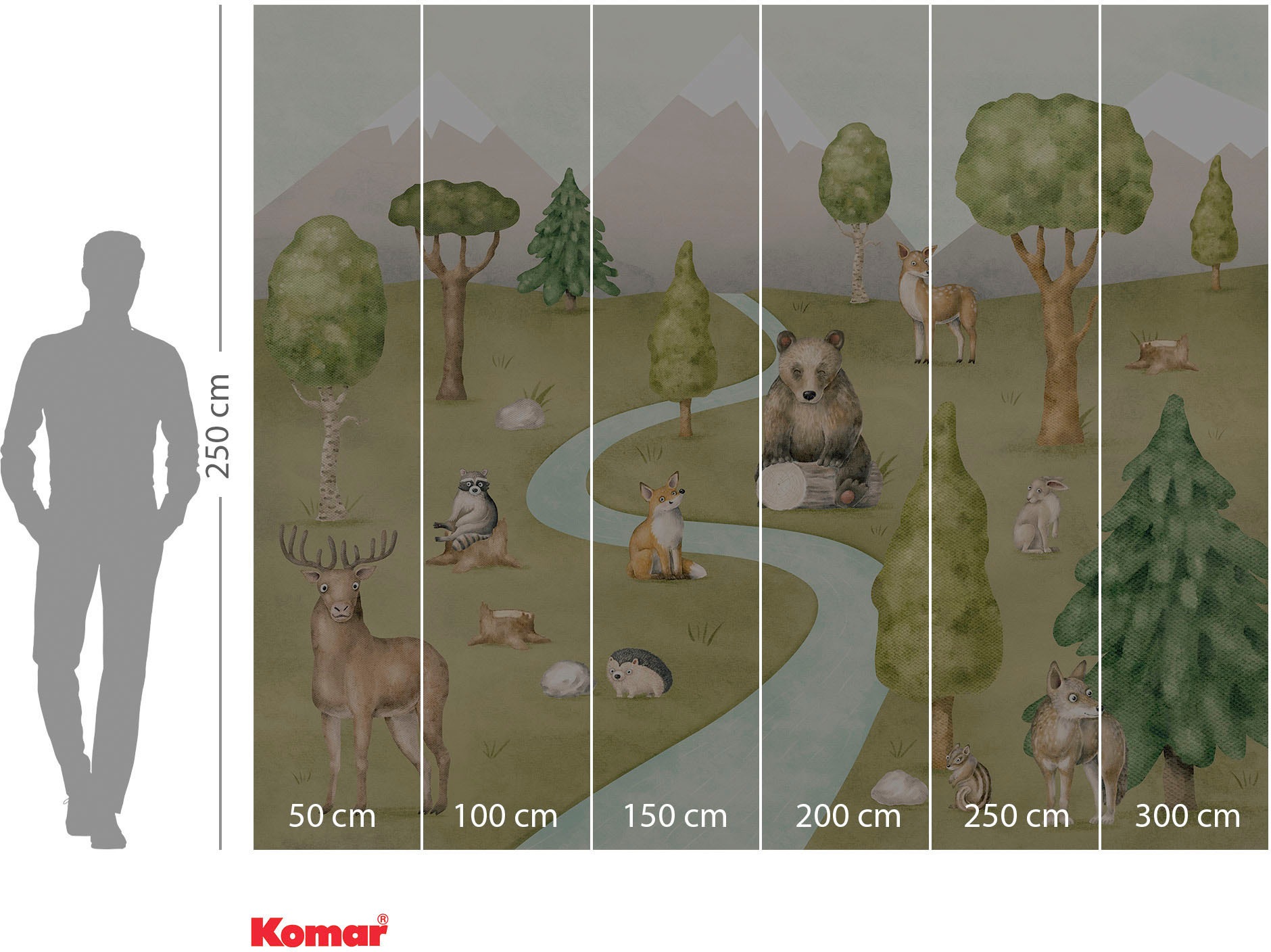 Komar Fototapete »Digitaldruck Vlies -  Neighbor-wood Meetings - Grösse 300 x 250 cm« bedruckt glatt Wohnzimmer, Schlafzimmer