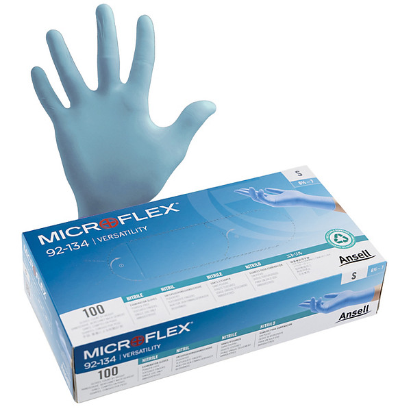 Gants jetables nitrile non poudrés Ansell Microflex taille 7, boîte de 100