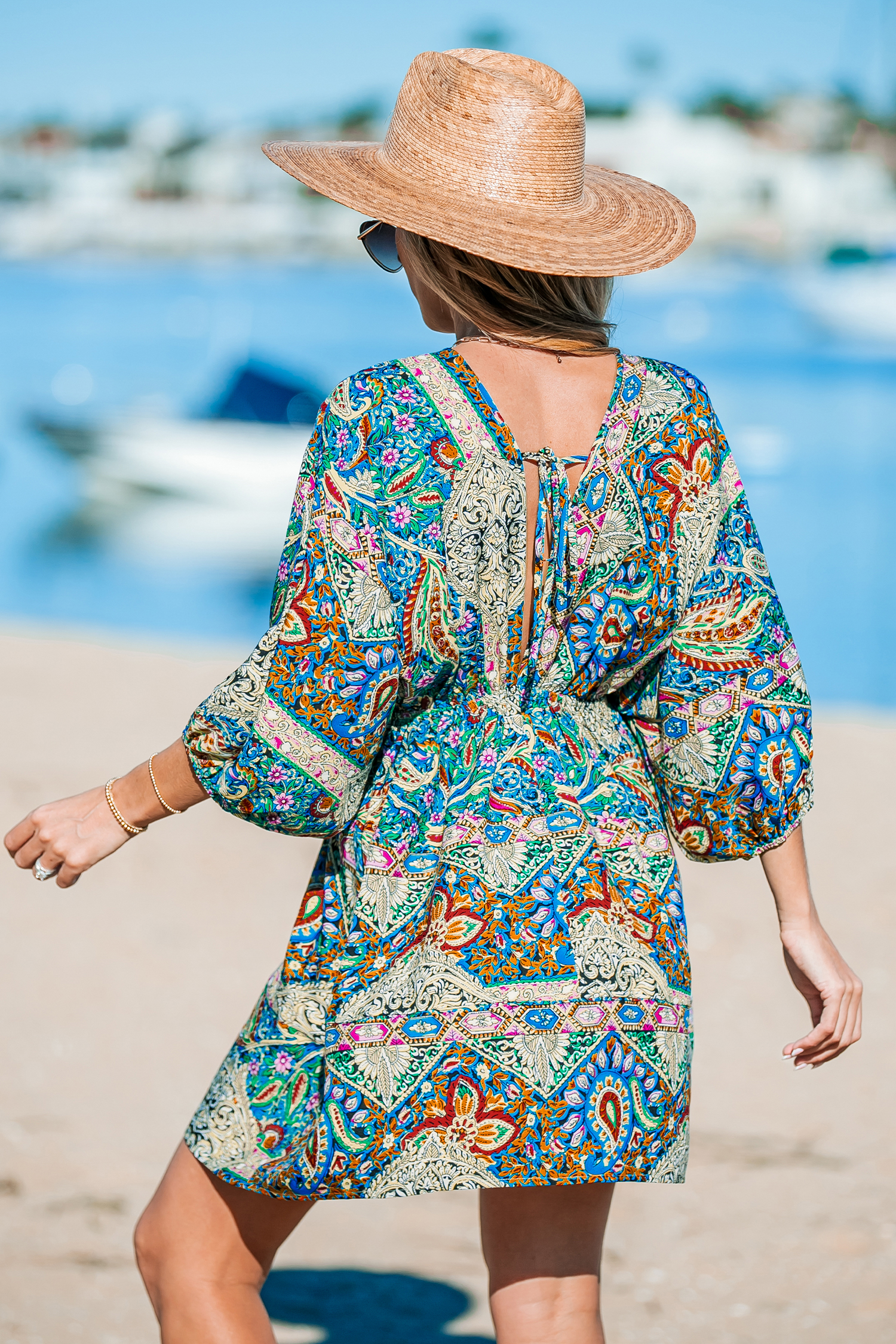 Robe mini à col surplis paisley