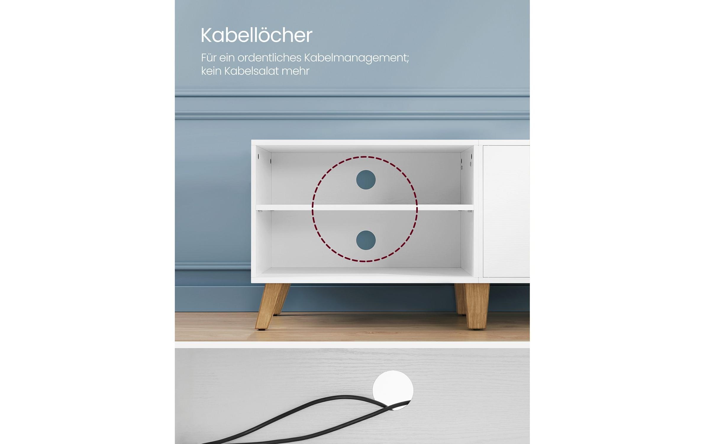 TV-Möbel 140 x 40 x 45 cm, WeissTV-Schrank mit 2 Türen