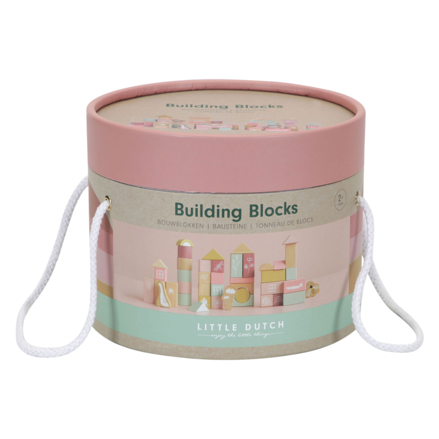 Little Dutch Houten Bouwblokken Roze in Emmer, 50dlg.