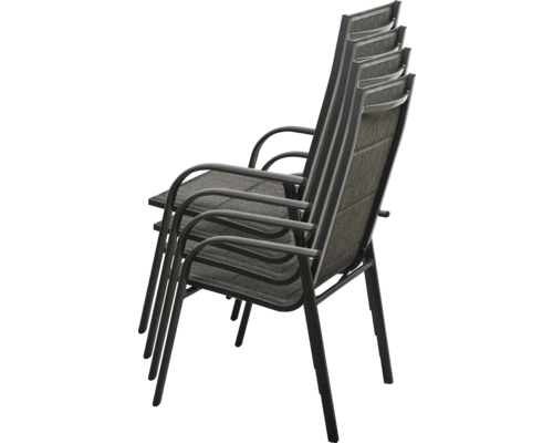Garden Place Eve tuinstoel, 60 x 67 x 108 cm, aluminium, kunststof, grijze stof, inclusief armleuningen