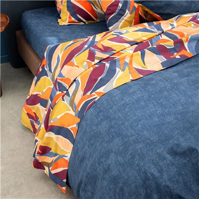 Linge de lit percale motif feuillage - BECQUET CRÉATION
