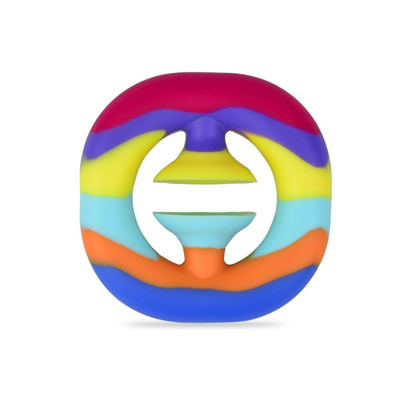 (4er Set) Anti Stress Silikon Spielzeug Fidget Ring - Violett / Grün / Schwarz / Bunt