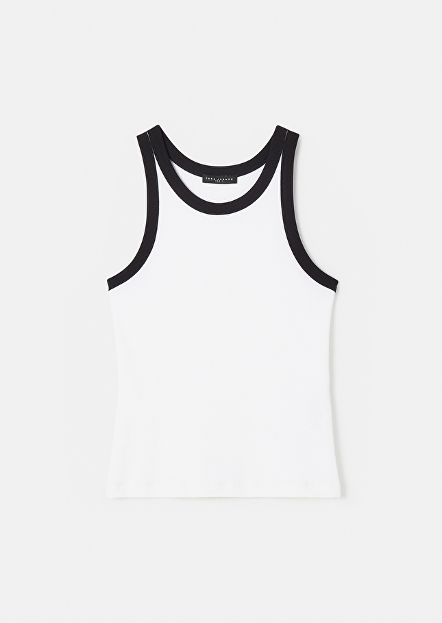T-Shirt Trishblanc et noir en jersey côtelé