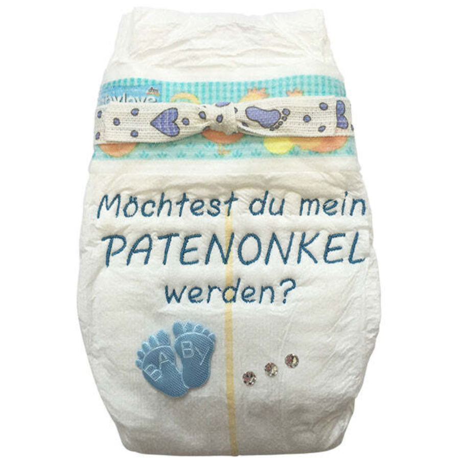 Tanjo Bestickte Windel Patenonkel für Taufe blau