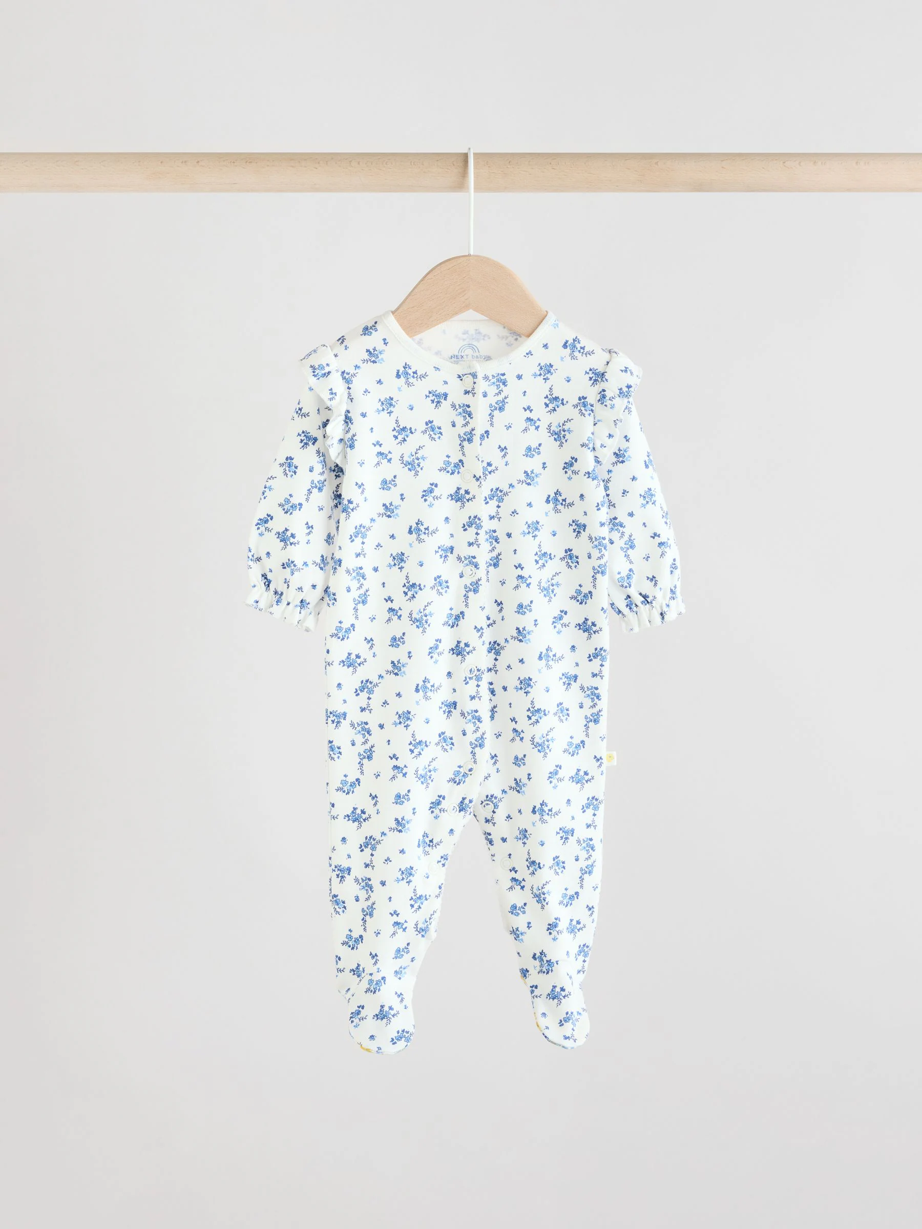 Blauw - Set van 3 babypyjama's met kraag (0-2jr)