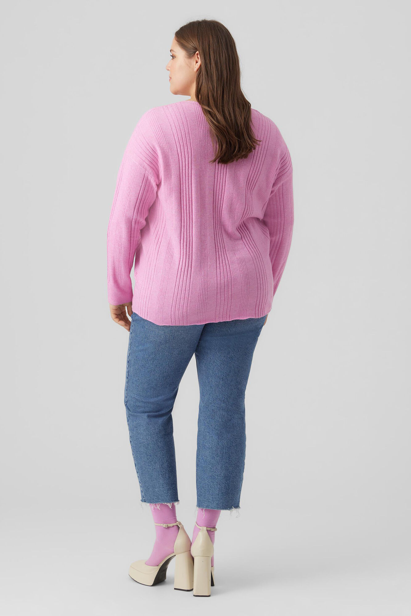 Suéter básico de malha plus size - roxo