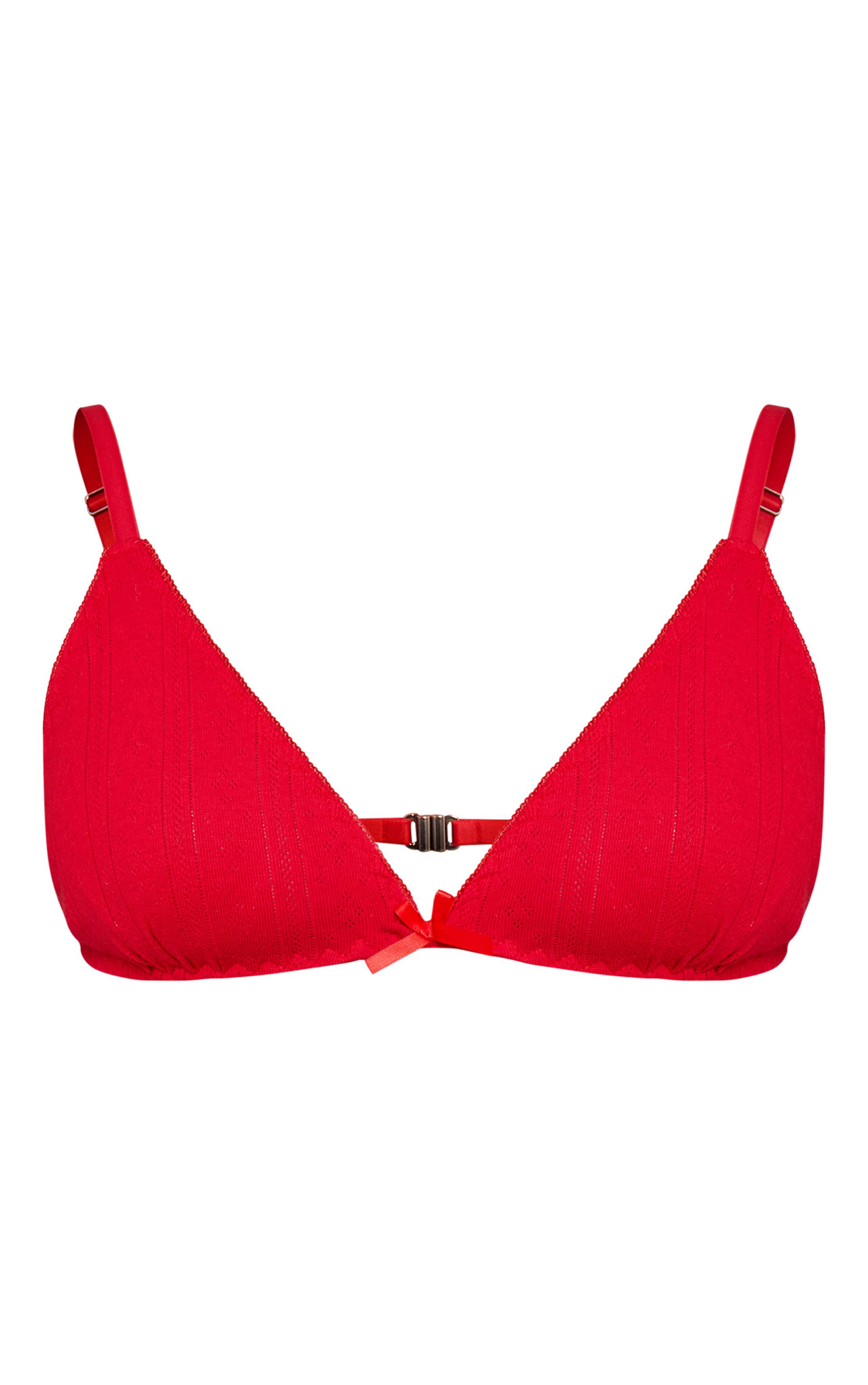 Rouge Bralette Triangle En Pointelle