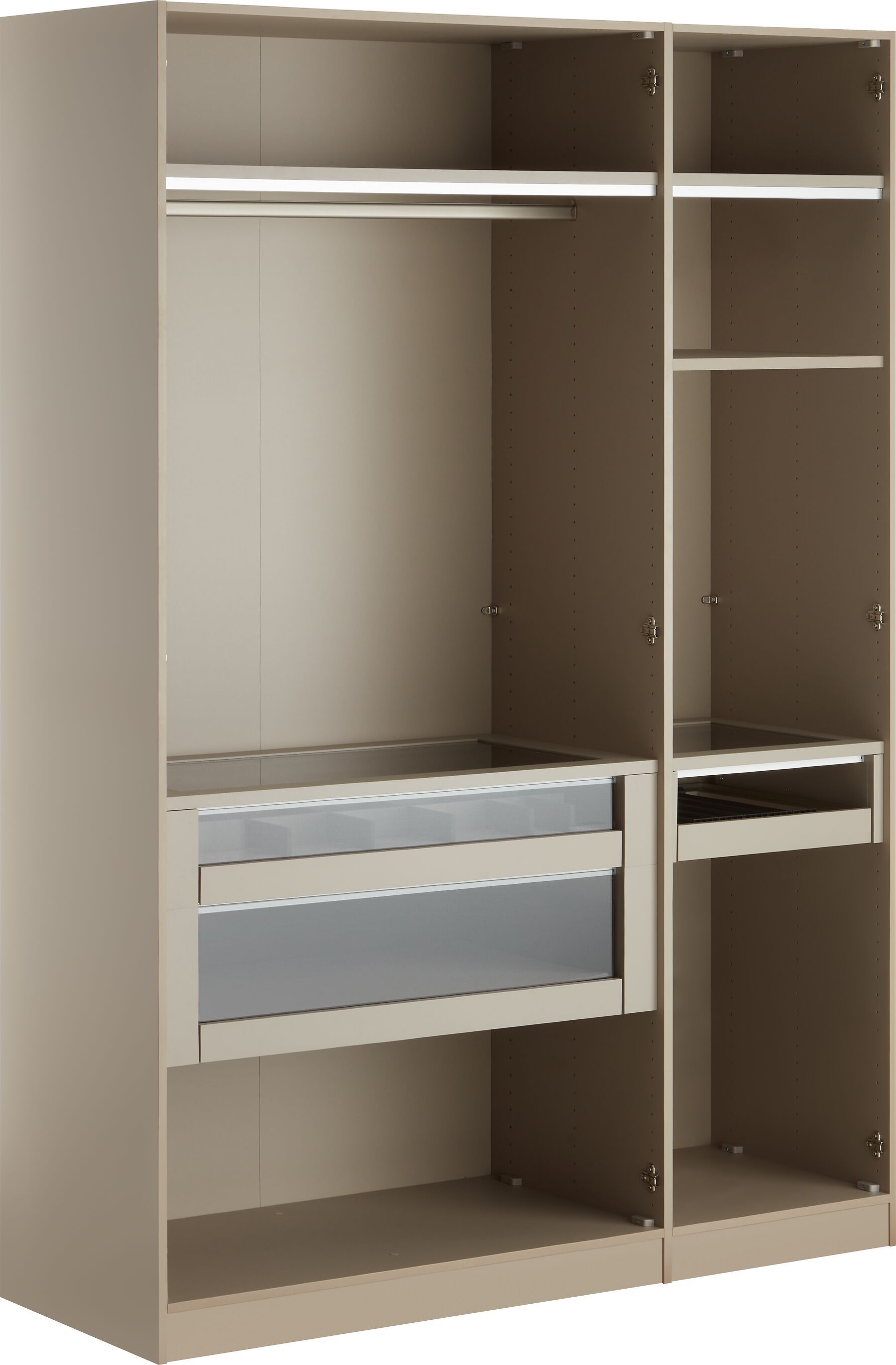 MODUL PL DT 3-tür. Glas h'blau inkl. Zub - Schwarz / B: 153.0 cm x T: 59.0 cm x H: 220.0 cm