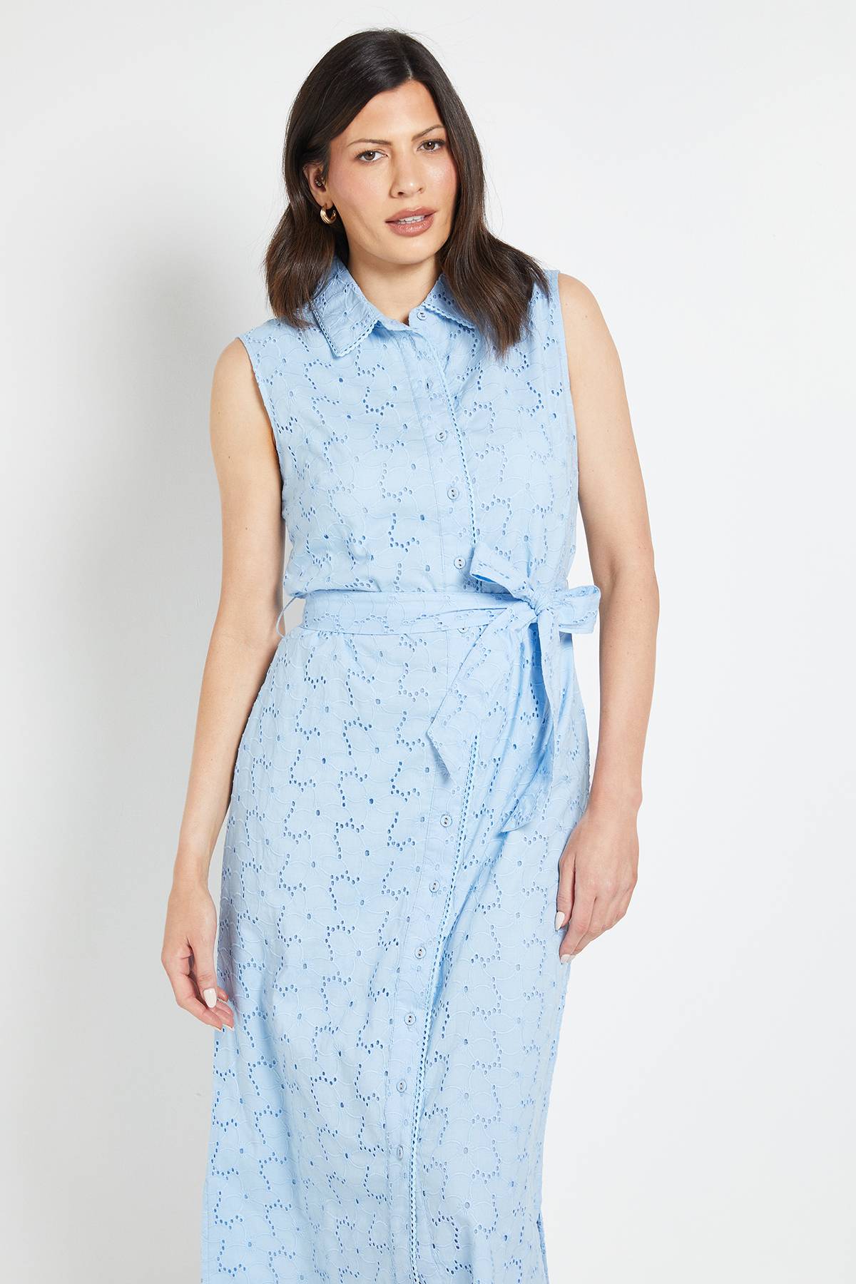 Wallis Robe Chemise Maxi En Broderie Anglaise