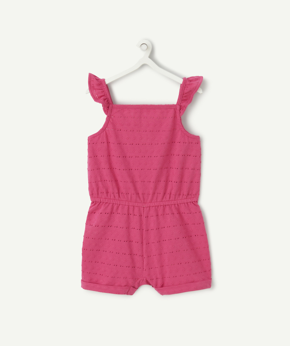 COMBISHORT BÉBÉ FILLE ROSE AVEC VOLANTS ET DÉTAILS AJOURÉS