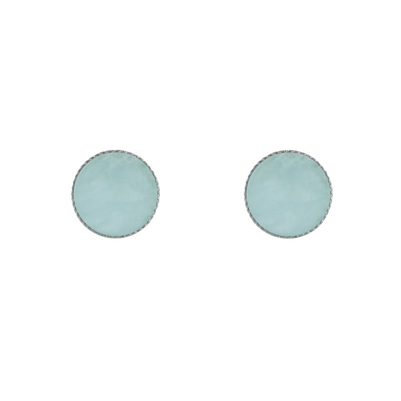 Boucles d'Oreilles Argent Rond Dentelé d'Aigue Marine