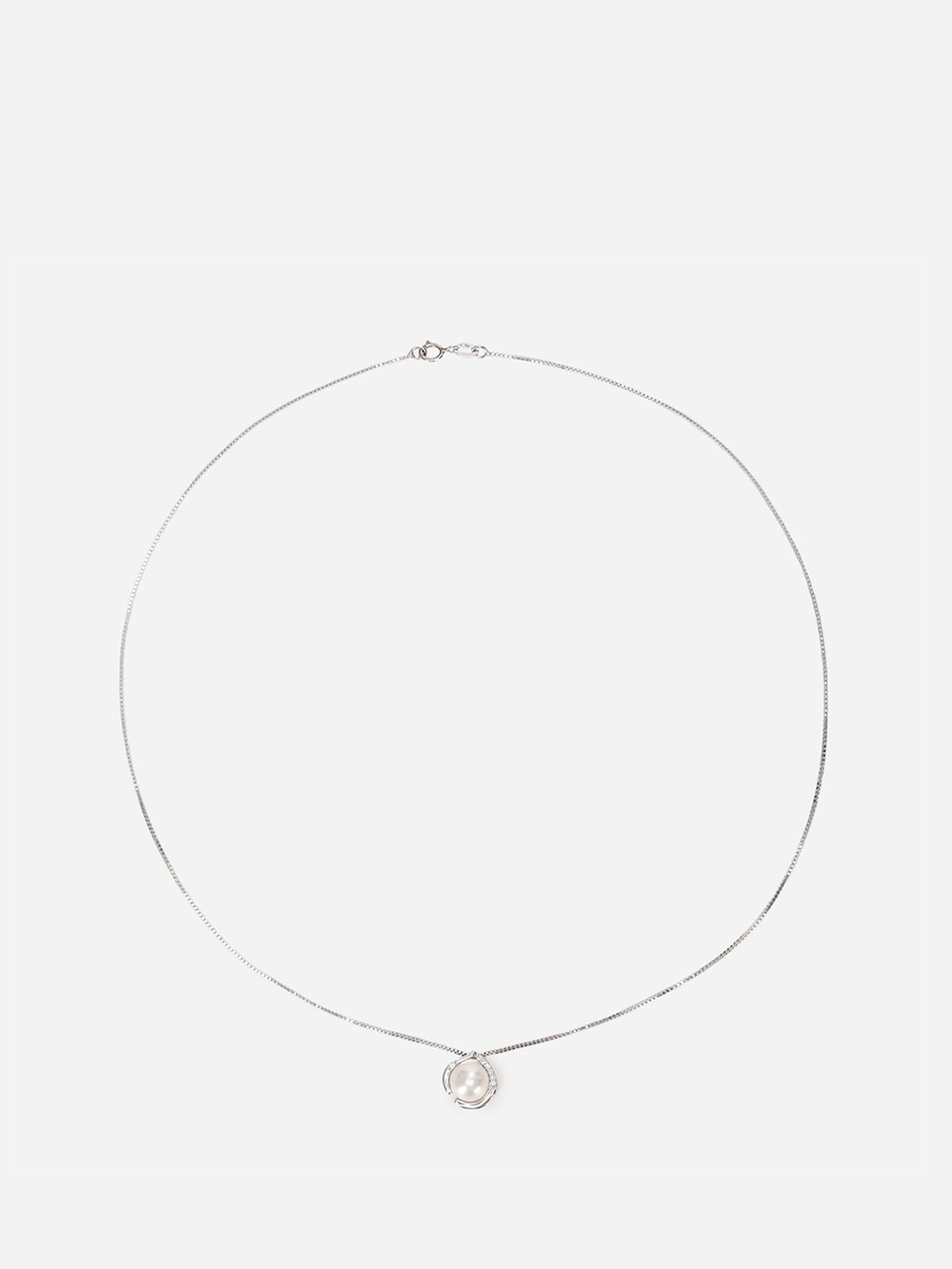 Collier fin à pendentif perle- Argenté