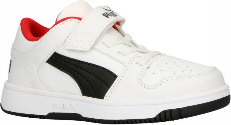 PUMA Rebound Layup Lo SL V Inf Sneakers Kinderen White- Black-High Risk Red