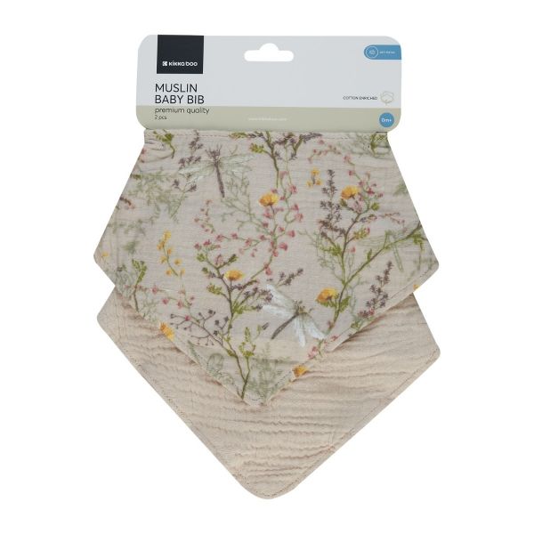Kikkaboo Conjunto de Babetes em Musselina Secret Garden 2 Peças Bege