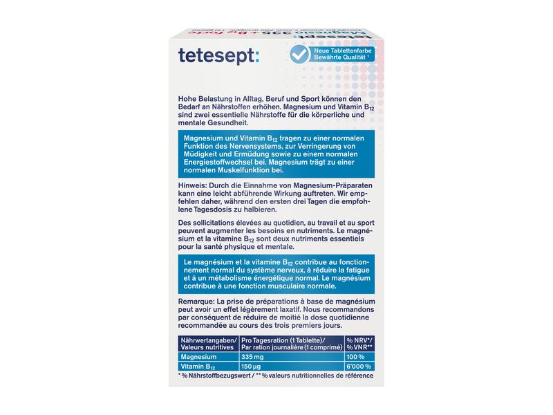 tetesept Magnesium 335   B12 forte 32 Tabletten Nahrungsergänzungsmittel mit Magnesium und Vitamin B12