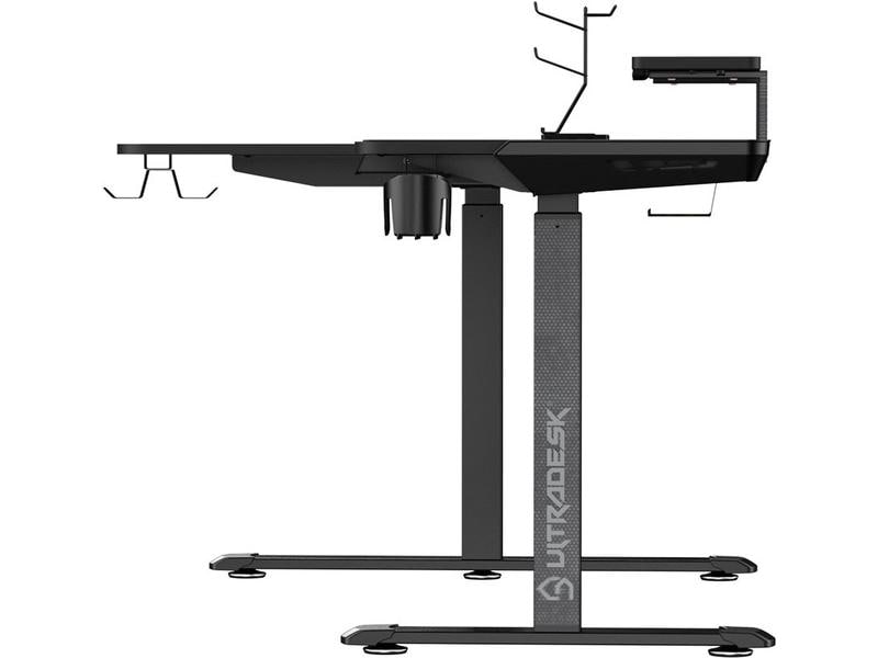 Ultradesk Gaming Tisch Winger Schwarz Moderner Gaming-Ecktisch für bis zu zwei Monitore