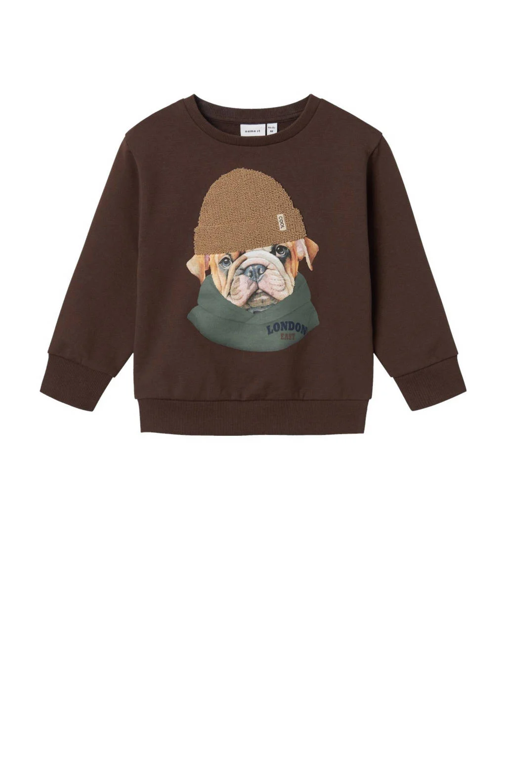 NAME IT sweater NMMRADEK met printopdruk donkerbruin
