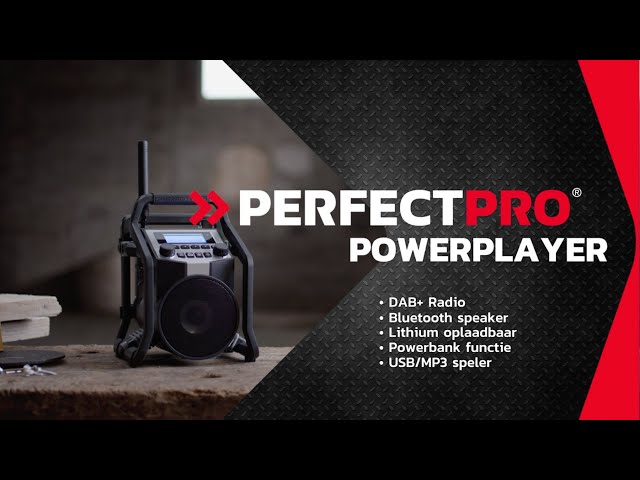 PerfectPro POWERPLAYER PP2 Bouwradio - FM RDS - DAB  - bluetooth - USB - AUX-In - Oplaadbaar (ingebouwde Lithium accu)