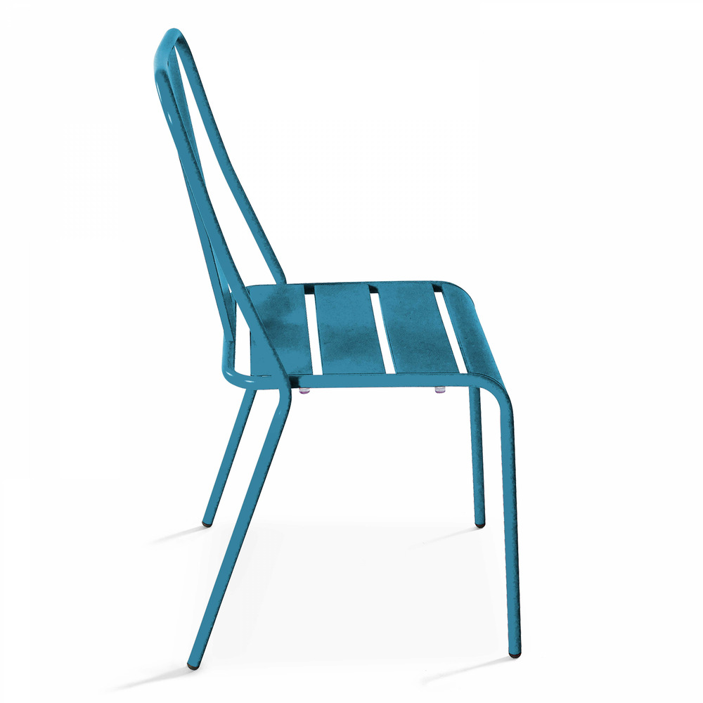 Chaise en métal bleu pacific