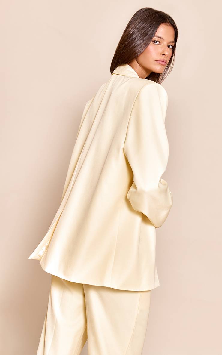 Butter Yellow Blazer Oversize Ajusté En Tissu Tissé