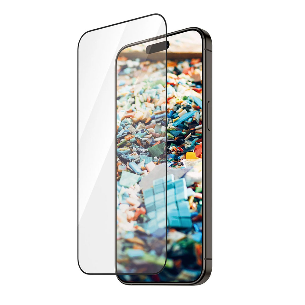 iPhone 15 Pro Max Antibakterielle Ultra Wide Fit Panzer Glas Displayschutz mit Montagerahmen Recycled (2824)