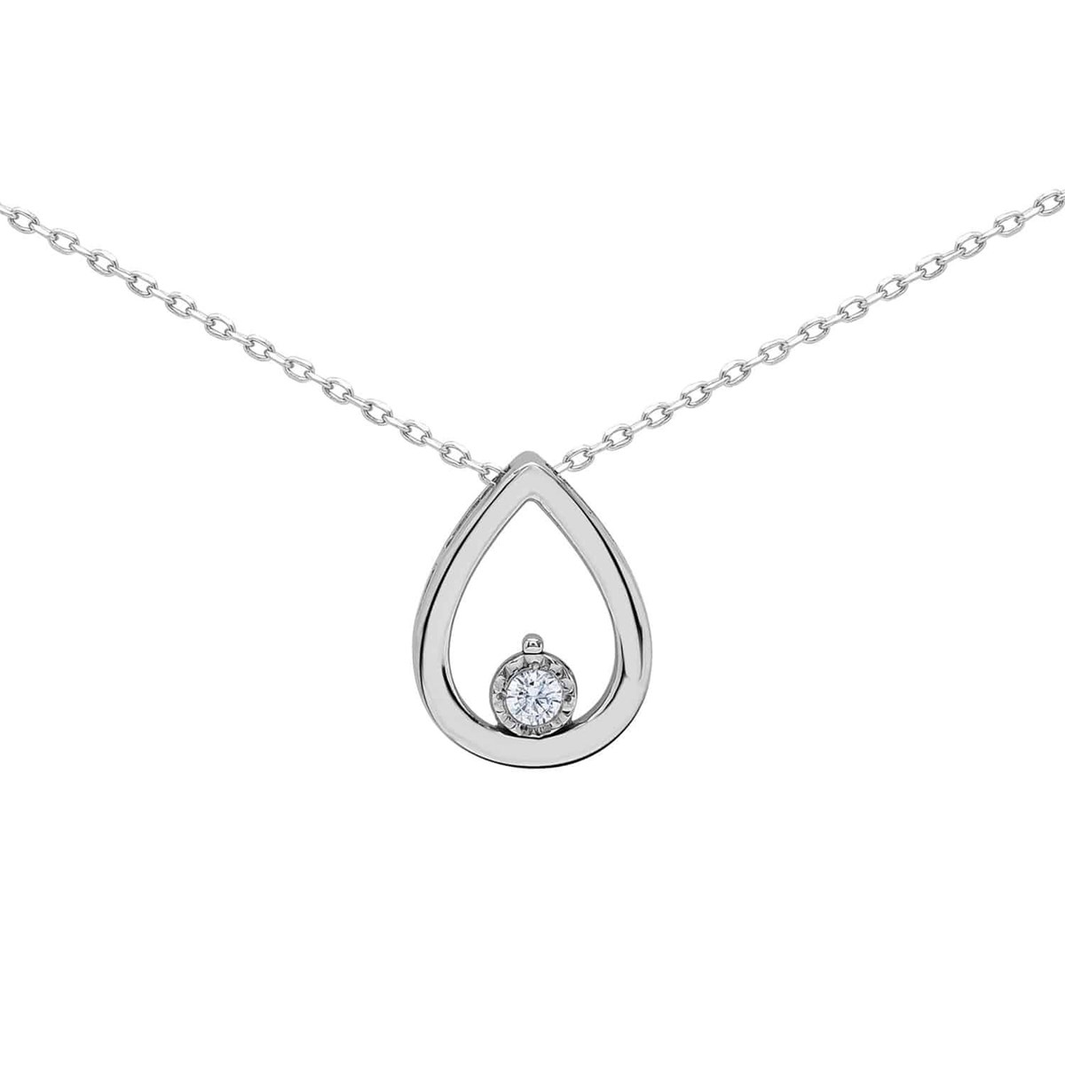 Collier Brillaxis goutte or blanc 18 carats diamant